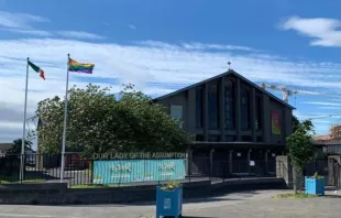 Our Lady of the Assumption Catholic Church, Ballyfermot, Ireland, displays the LGBT rainbow flag Ballyfermot Assumption Parish/Facebook